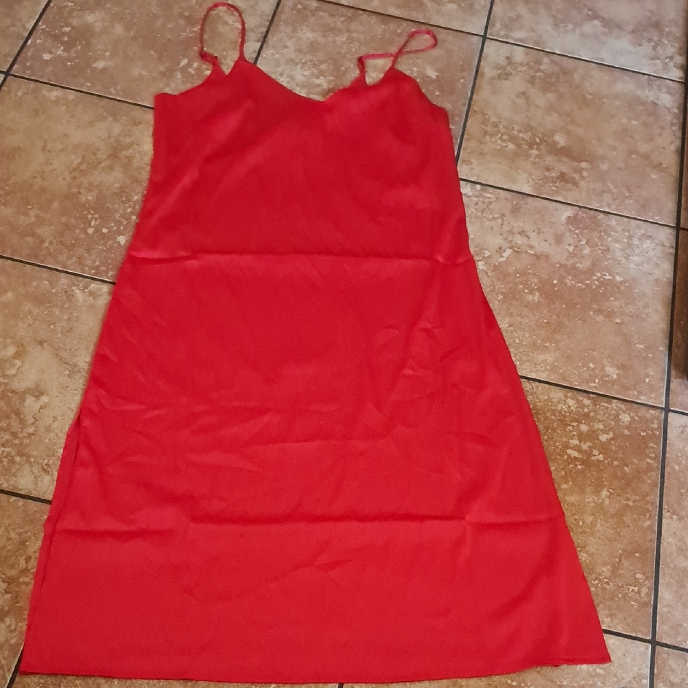 Vibrant Red Chemise with Adjustable Straps